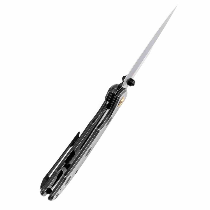 Couteau Kansept Rei Black Manche Titane Lame Acier CPM-20CV Drop Point IKBS Framelock Clip K1061A1 - Livraison Gratuite