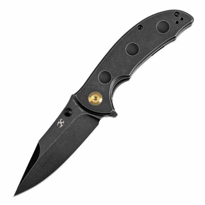 Couteau Kansept Rei Black Manche Titane Lame Acier CPM-20CV Drop Point IKBS Framelock Clip K1061A1 - Livraison Gratuite