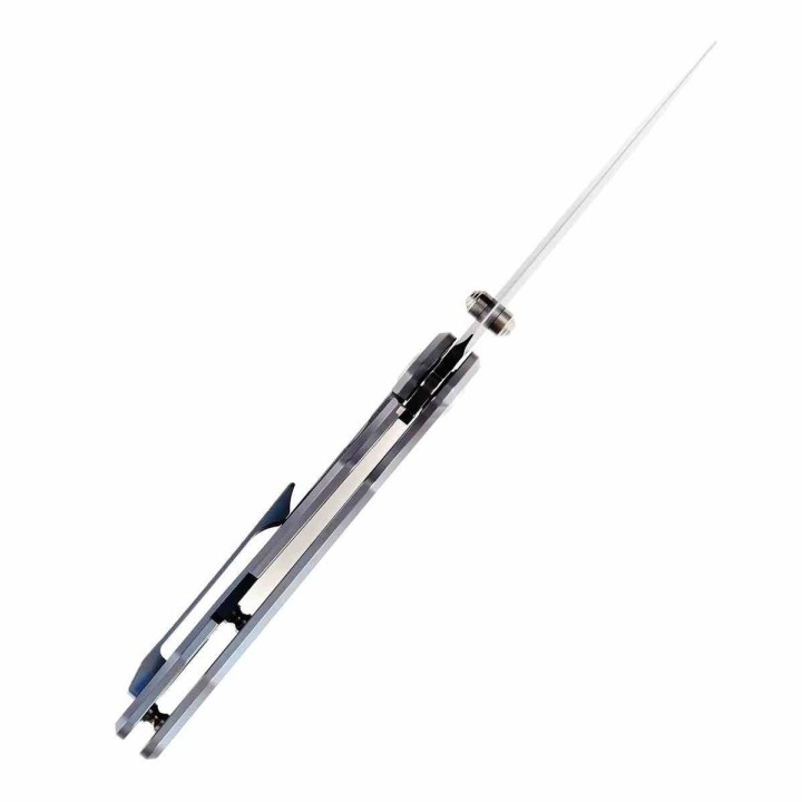 Couteau Kansept Rei Blue Manche Titane Lame Acier CPM-20CV Drop Point IKBS Framelock Clip K1061A3 - Livraison Gratuite