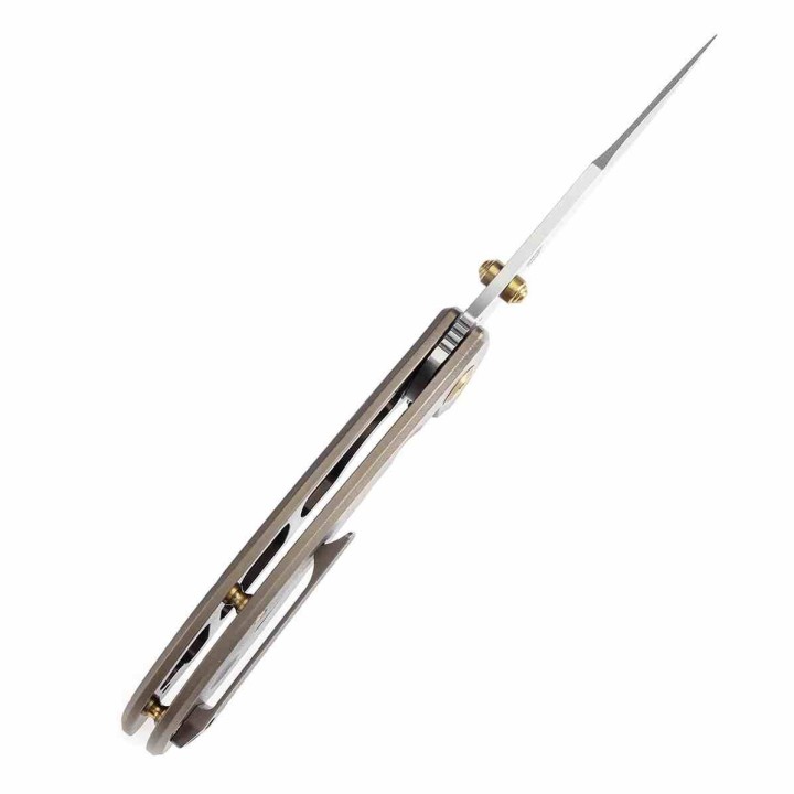 Couteau Kansept Rei Orange Peel Bronze Manche Titane Lame Acier CPM-20CV Drop Point IKBS Framelock K1061A2 - Livraison Gratuite