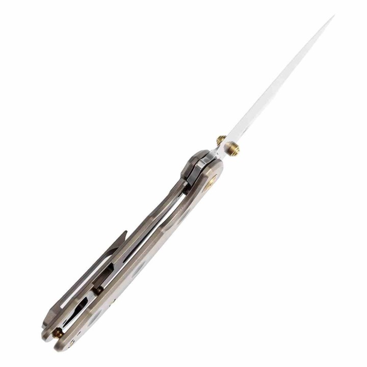 Couteau Kansept Rei Orange Peel Bronze Manche Titane Lame Acier CPM-20CV Drop Point IKBS Framelock K1061A2 - Livraison Gratuite