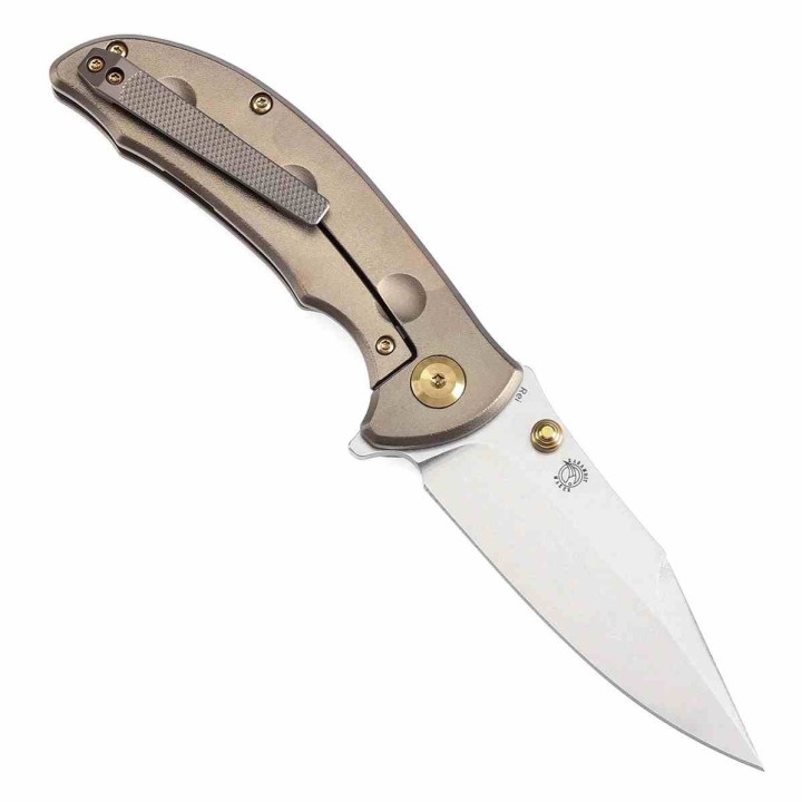 Couteau Kansept Rei Orange Peel Bronze Manche Titane Lame Acier CPM-20CV Drop Point IKBS Framelock K1061A2 - Livraison Gratuite