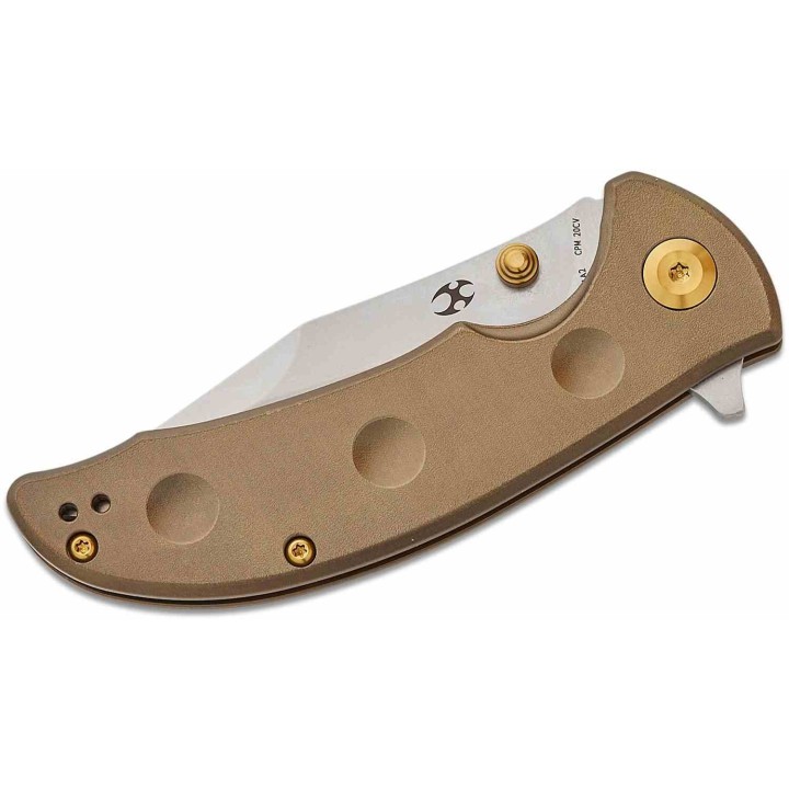 Couteau Kansept Rei Orange Peel Bronze Manche Titane Lame Acier CPM-20CV Drop Point IKBS Framelock K1061A2 - Livraison Gratuite