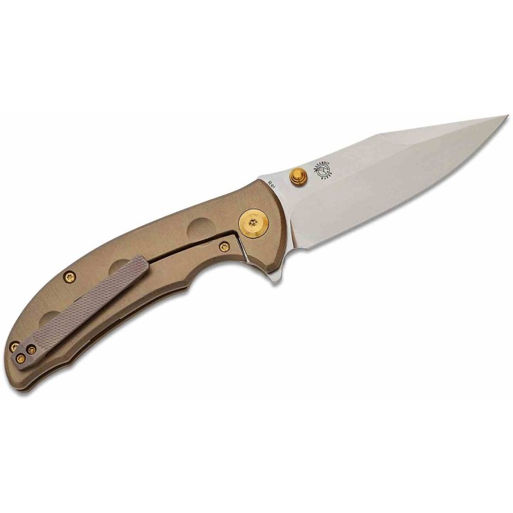 Couteau Kansept Rei Orange Peel Bronze Manche Titane Lame Acier CPM-20CV Drop Point IKBS Framelock K1061A2 - Livraison Gratuite