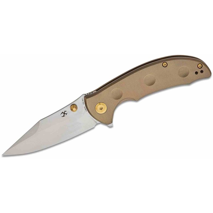 Couteau Kansept Rei Orange Peel Bronze Manche Titane Lame Acier CPM-20CV Drop Point IKBS Framelock K1061A2 - Livraison Gratuite