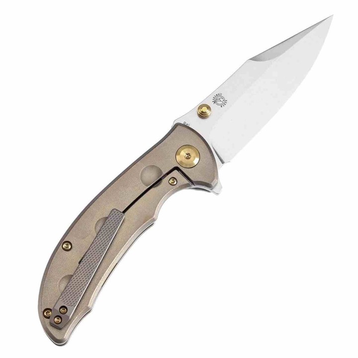 Couteau Kansept Rei Orange Peel Bronze Manche Titane Lame Acier CPM-20CV Drop Point IKBS Framelock K1061A2 - Livraison Gratuite