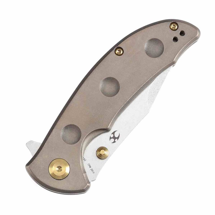 Couteau Kansept Rei Orange Peel Bronze Manche Titane Lame Acier CPM-20CV Drop Point IKBS Framelock K1061A2 - Livraison Gratuite