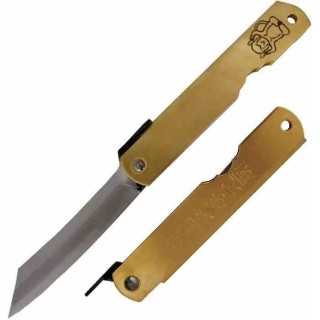 Couteau Higonokami Warikomi Monkey Lame Acier Blue Paper Manche Laiton Made Japan HIGOZOD01 - Livraison Gratuite