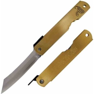 Couteau Higonokami Warikomi Snake Lame Acier Blue Paper Manche Laiton Made Japan HIGOZOD02 - Livraison Gratuite