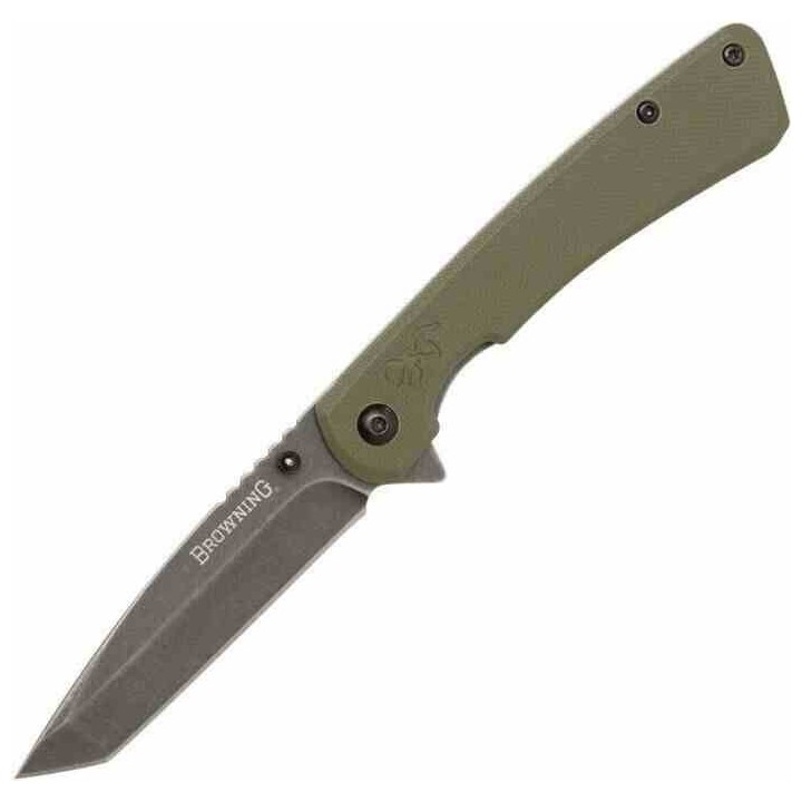 Couteau Browning Branded Rock OD Green Manche G10 Handle Lame Tanto Acier 7Cr17MoV Framelock Clip BR0507 - Livraison Gratuite