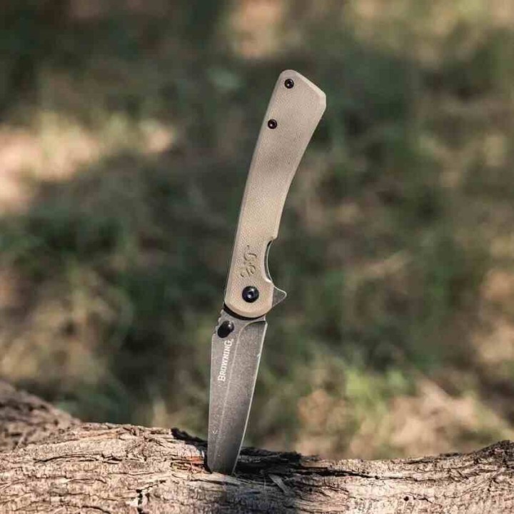 Couteau Browning Branded Rock FDE Manche G10 Lame Tanto Reverse Acier 7Cr17MoV Framelock Clip BR0512 - Livraison Gratuite