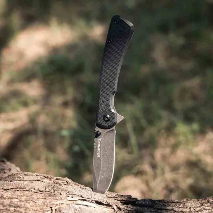 Couteau Browning Branded Rock Black Manche G10 Lame Drop Point Acier 7Cr17MoV Framelock Clip BR0514 - Livraison Gratuite