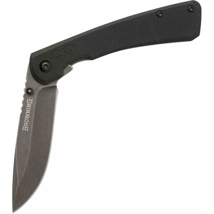 Couteau Browning Branded Rock Black Manche G10 Lame Drop Point Acier 7Cr17MoV Framelock Clip BR0514 - Livraison Gratuite