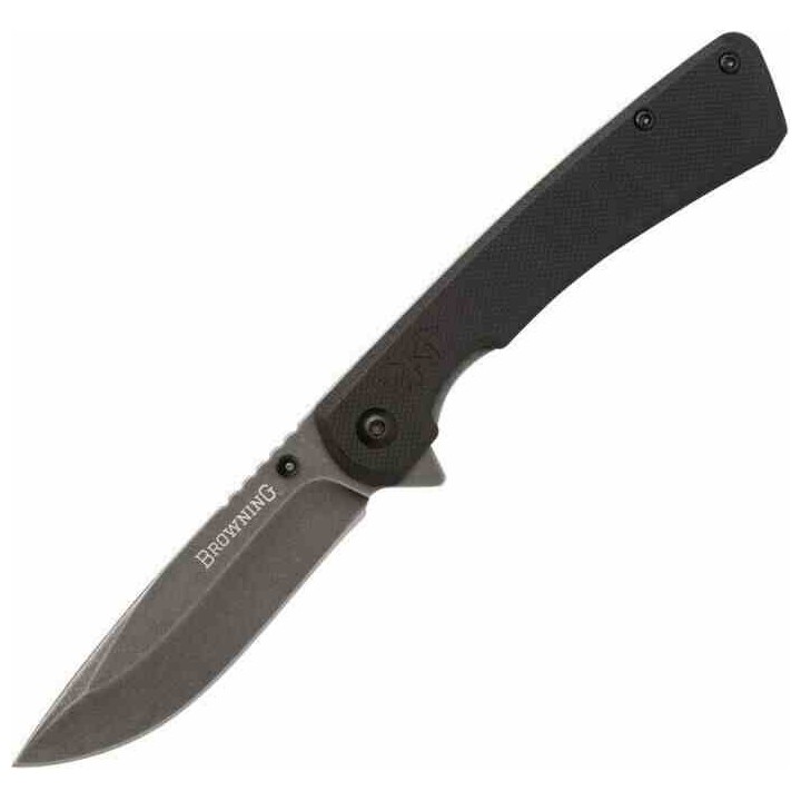 Couteau Browning Branded Rock Black Manche G10 Lame Drop Point Acier 7Cr17MoV Framelock Clip BR0514 - Livraison Gratuite