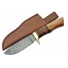 Couteau Damas Hunter Wood/Leather Handle Lame Acier 256 Couches Etui Cuir DM1100 - Livraison Gratuite
