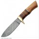 Couteau Damas Hunter Wood/Leather Handle Lame Acier 256 Couches Etui Cuir DM1100 - Livraison Gratuite