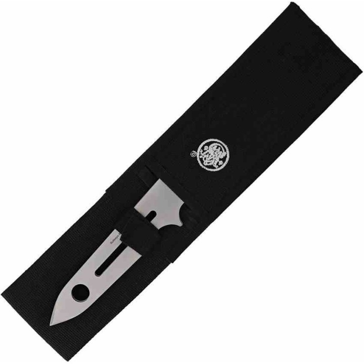 Lot de 2 Couteaux de Lancer Smith&Wesson Bullseye Throwing Bowie Lame Acier 3Cr13 Etui Nylon SW1205005 - Livraison Gratuite