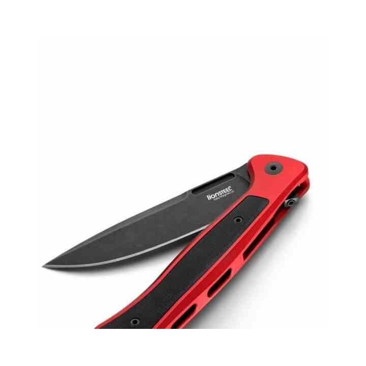 Couteau LionSteel Skinny Red/Black Lame Acier CPM-Magnacut Black Manche Alu/Micarta IKBS Italy LSTSK01ARD - Livraison Gratuite