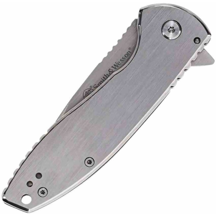 Couteau Smith&Wesson Executive Platinum Lame Acier 8Cr13MoV Manche Acier Framelock Clip SW1205009 - Livraison Gratuite