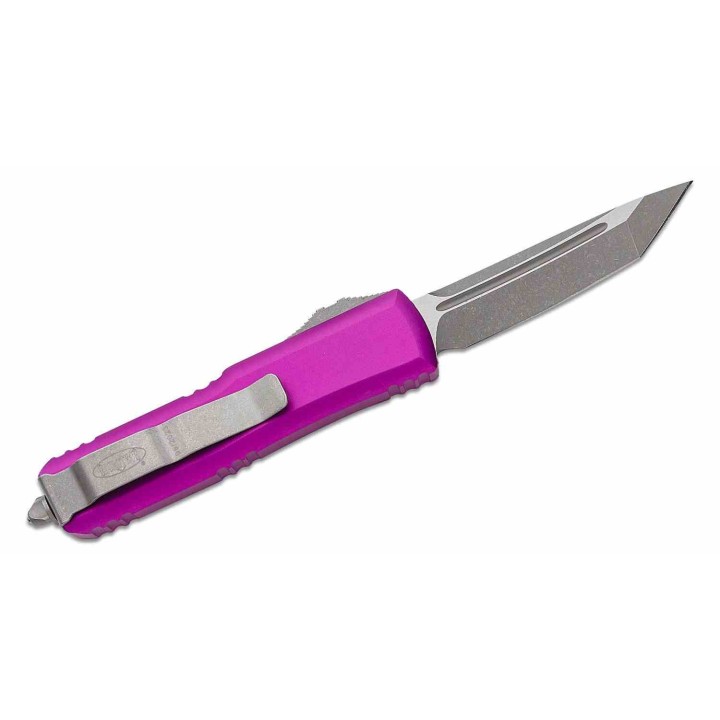 Couteau Microtech 233-10APVI UTX-85 AUTO OTF Lame Tanto Acier M390 Manche Alu Violet Made USA MCT23310APVI  - Livraison Gratuite