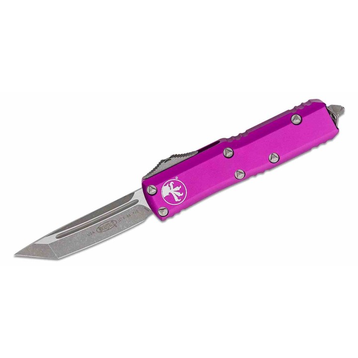 Couteau Microtech 233-10APVI UTX-85 AUTO OTF Lame Tanto Acier M390 Manche Alu Violet Made USA MCT23310APVI  - Livraison Gratuite