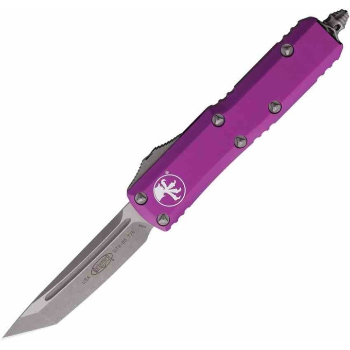 Couteau Microtech 233-10APVI UTX-85 AUTO OTF Lame Tanto Acier M390 Manche Alu Violet Made USA MCT23310APVI  - Livraison Gratuite