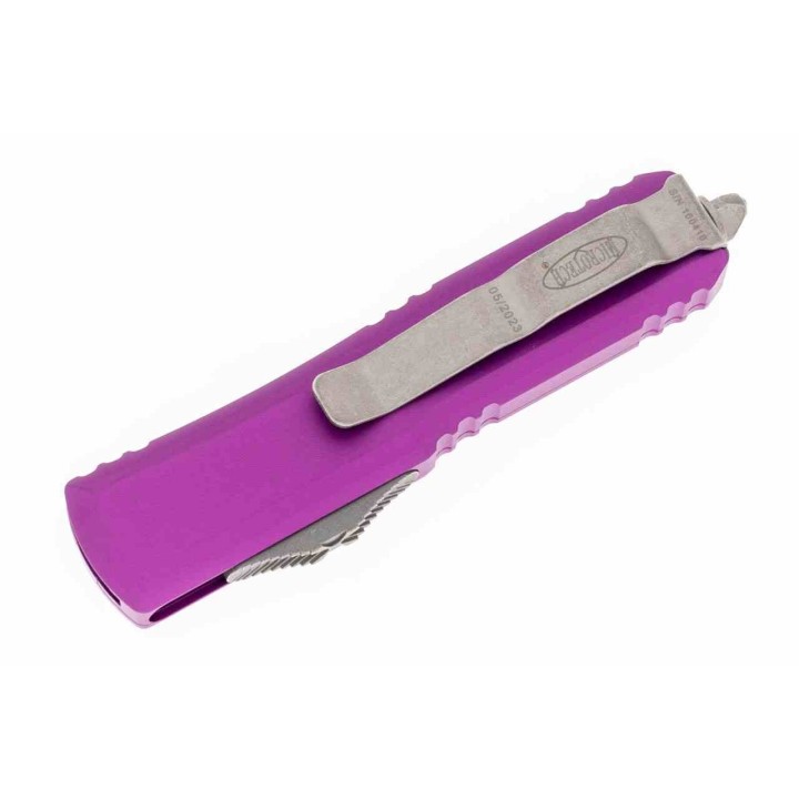 Couteau Microtech 233-10APVI UTX-85 AUTO OTF Lame Tanto Acier M390 Manche Alu Violet Made USA MCT23310APVI  - Livraison Gratuite