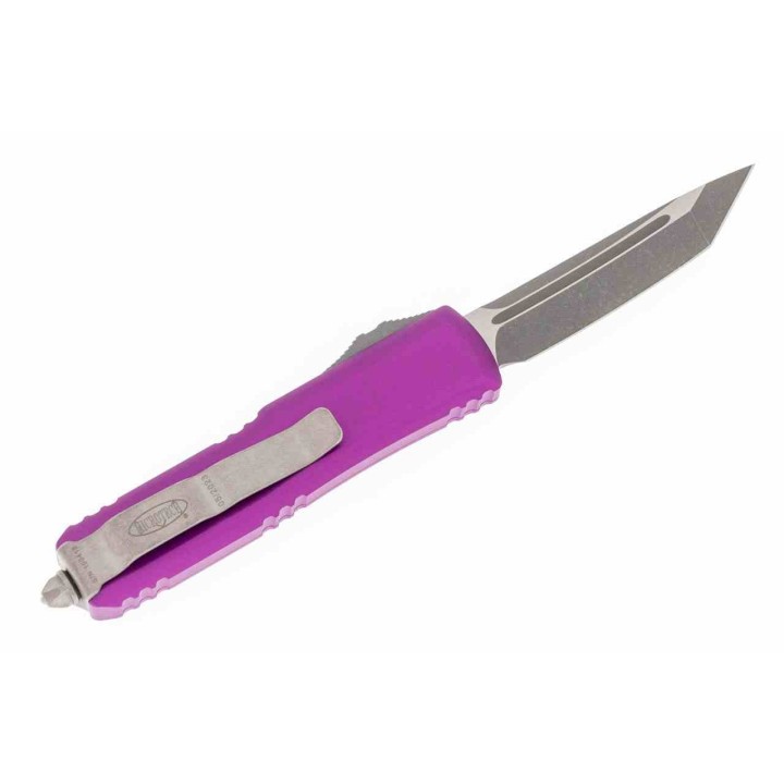 Couteau Microtech 233-10APVI UTX-85 AUTO OTF Lame Tanto Acier M390 Manche Alu Violet Made USA MCT23310APVI  - Livraison Gratuite