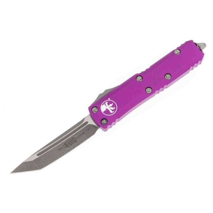 Couteau Microtech 233-10APVI UTX-85 AUTO OTF Lame Tanto Acier M390 Manche Alu Violet Made USA MCT23310APVI  - Livraison Gratuite