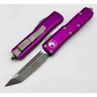 Couteau Microtech 233-10APVI UTX-85 AUTO OTF Lame Tanto Acier M390 Manche Alu Violet Made USA MCT23310APVI  - Livraison Gratuite