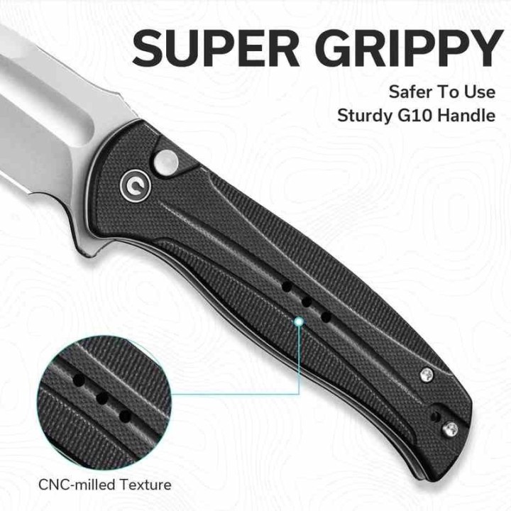Couteau CIVIVI Incindie Black Manche G10 Lame Acier 14C28N SW IKBS Button Lock Clip CIVC230533 - Livraison Gratuite