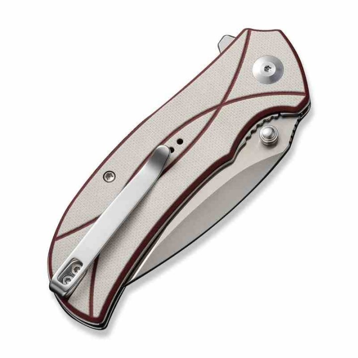 Couteau Sencut Hyrax Red/Ivory Manche G10 Lame Acier 9Cr18MoV Satin IKBS Linerlock Clip S230973 - Livraison Gratuite