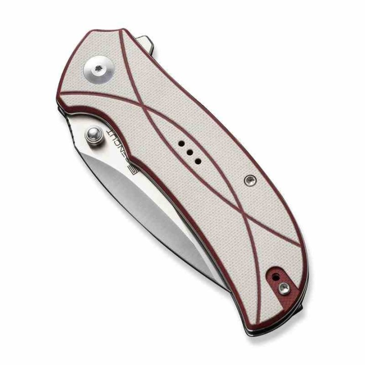 Couteau Sencut Hyrax Red/Ivory Manche G10 Lame Acier 9Cr18MoV Satin IKBS Linerlock Clip S230973 - Livraison Gratuite