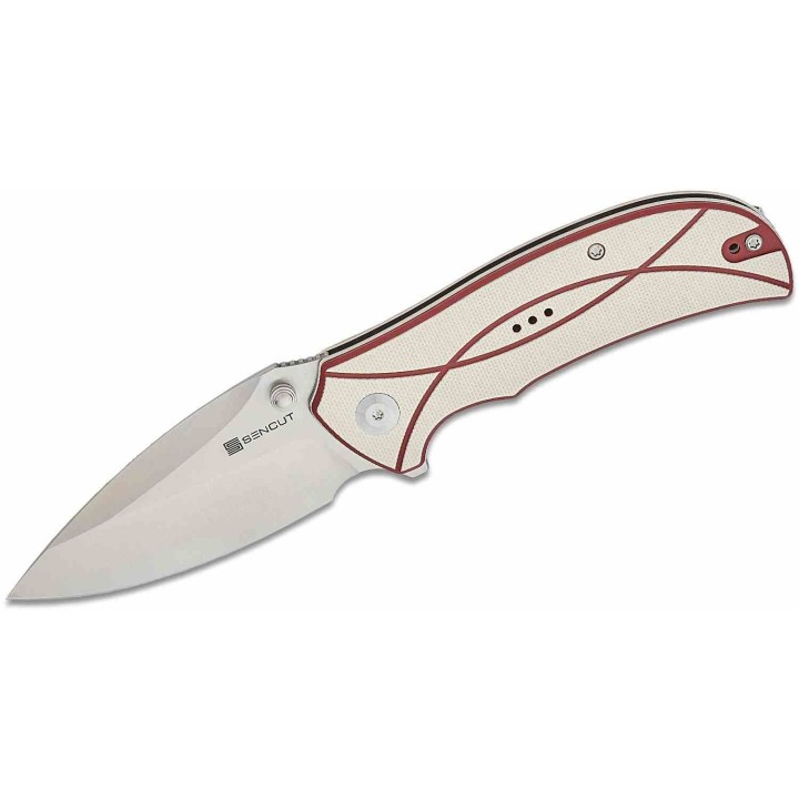 Couteau Sencut Hyrax Red/Ivory Manche G10 Lame Acier 9Cr18MoV Satin IKBS Linerlock Clip S230973 - Livraison Gratuite