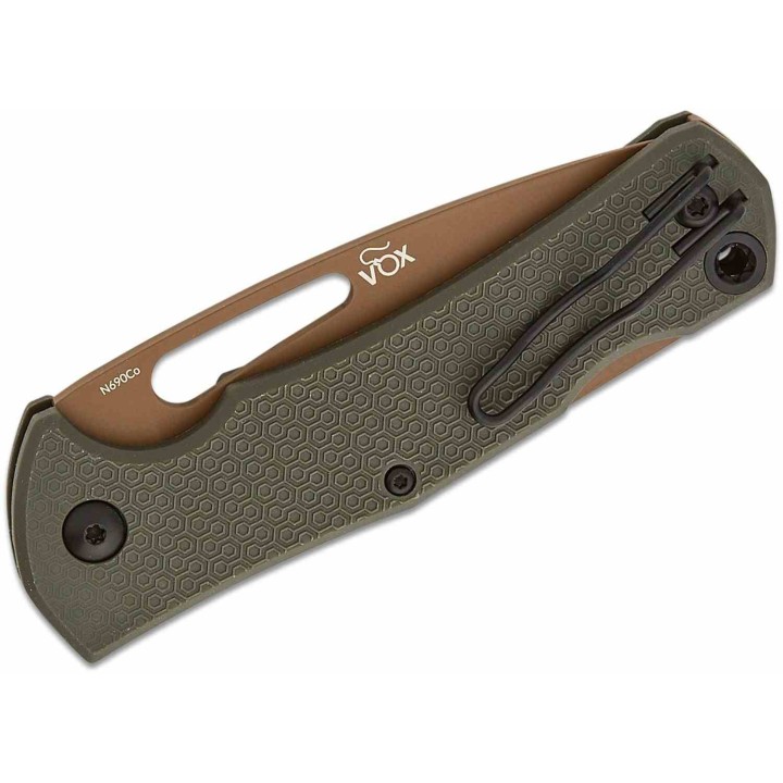 Couteau MKM LOV Green Lame Acier N690 Tan Manche FRN Backlock Clip MKMLVPGR - Livraison Gratuite