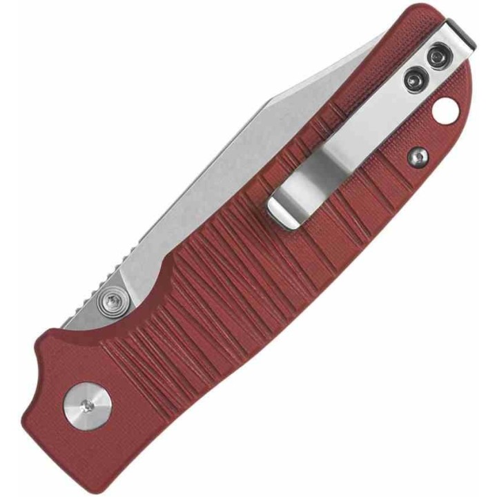 Couteau QSP Kali Dark Red Manche G10 Lame Acier 14C28N SW IKBS Button Lock Clip QS159A1 - Livraison Gratuite