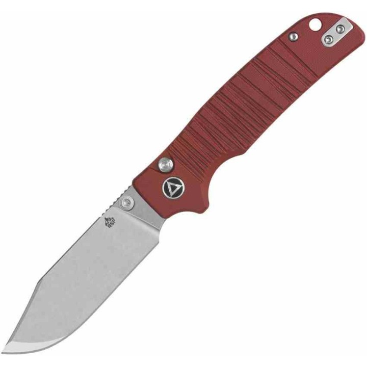 Couteau QSP Kali Dark Red Manche G10 Lame Acier 14C28N SW IKBS Button Lock Clip QS159A1 - Livraison Gratuite