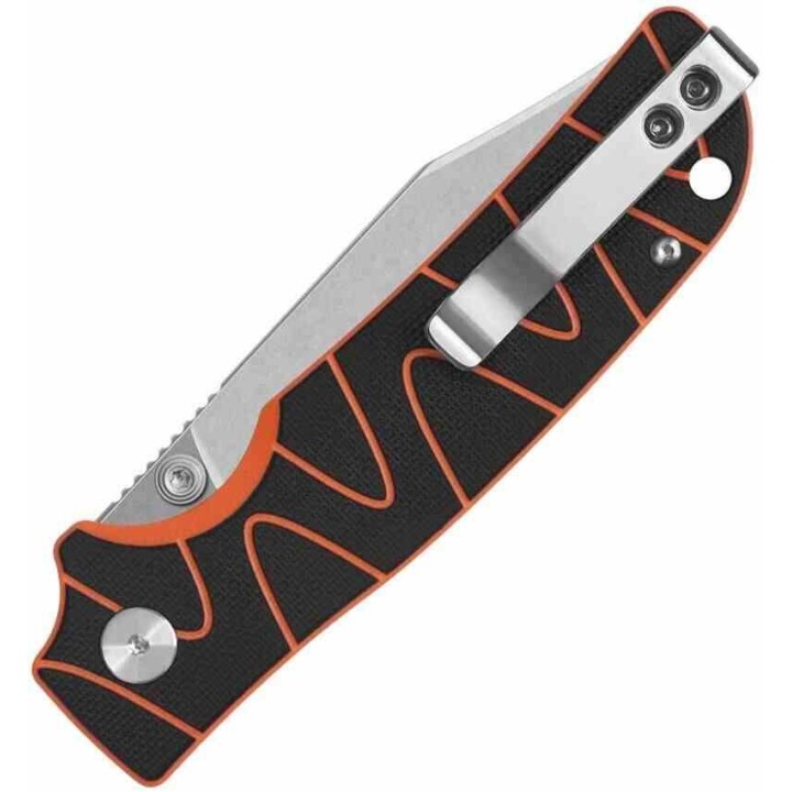 Couteau QSP Kali Black/Orange Manche G10 Lame Acier 14C28N SW IKBS Button Lock Clip QS159D1 - Livraison Gratuite
