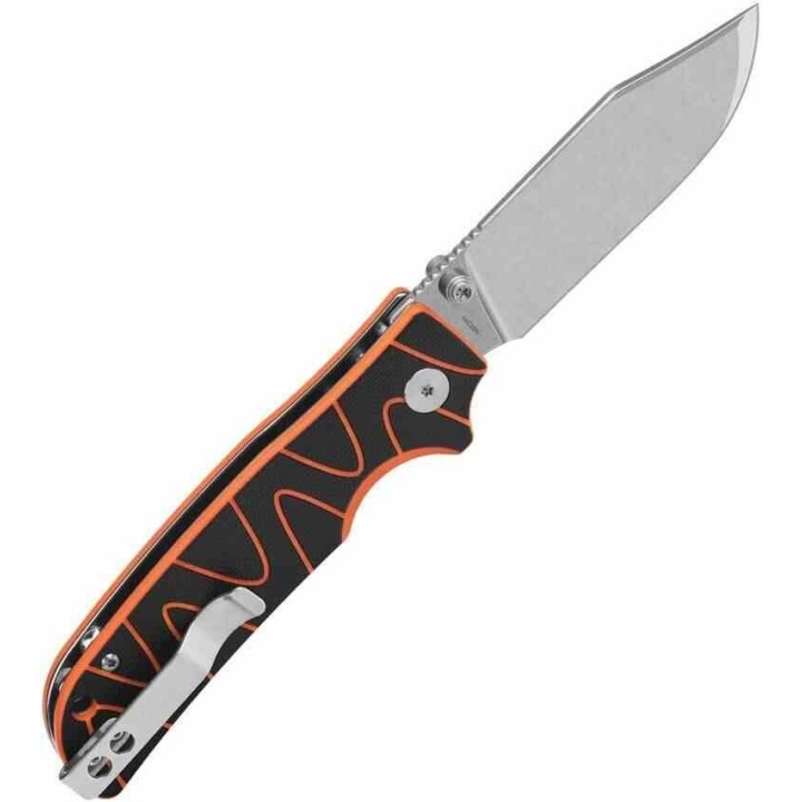 Couteau QSP Kali Black/Orange Manche G10 Lame Acier 14C28N SW IKBS Button Lock Clip QS159D1 - Livraison Gratuite