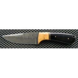 Couteau Damas The Wedge Fixed Blade Acier 256 Couches Manche Corne/Bois Etui Cuir DM1072 - Livraison Gratuite