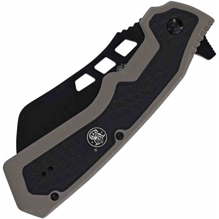 Couteau Smith&Wesson Extraction & Evasion A/O 8Cr Cleaver Manche Gray/Black Alu Liner Lock SW1205012 - Livraison Gratuite