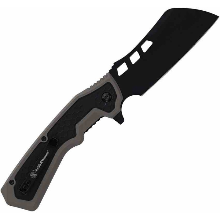 Couteau Smith&Wesson Extraction & Evasion A/O 8Cr Cleaver Manche Gray/Black Alu Liner Lock SW1205012 - Livraison Gratuite