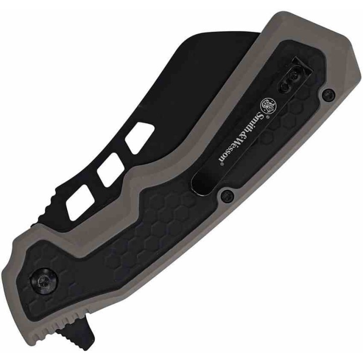 Couteau Smith&Wesson Extraction & Evasion A/O 8Cr Cleaver Manche Gray/Black Alu Liner Lock SW1205012 - Livraison Gratuite