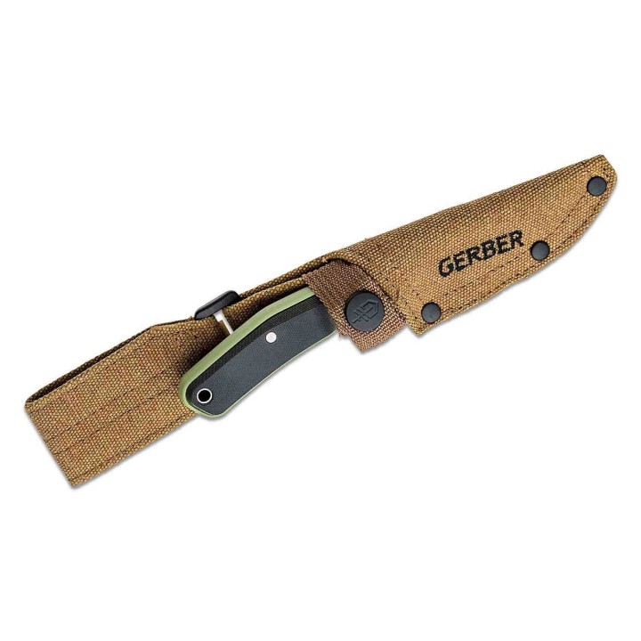Couteau Gerber Downwind Caper Green/Black Lame Acier 7Cr17MoV Manche G10 Etui Canvas G1821 - Livraison Gratuite