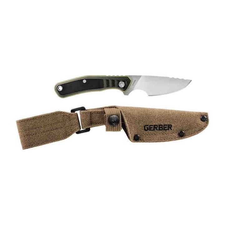 Couteau Gerber Downwind Caper Green/Black Lame Acier 7Cr17MoV Manche G10 Etui Canvas G1821 - Livraison Gratuite