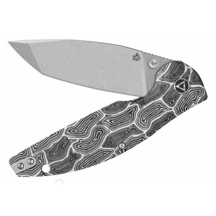 Couteau QSP Turtle Punk Black/White G10 Lame Tanto Acier 14C28N IKBS Linerlock CLip QS158B1 - Livraison Gratuite