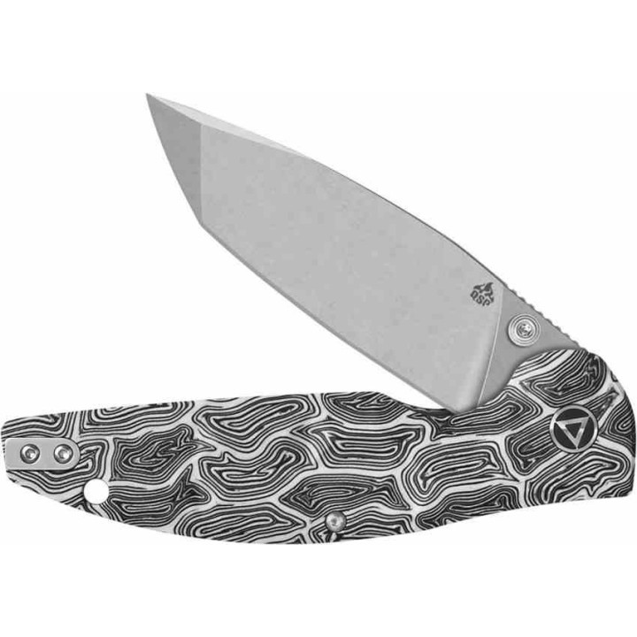 Couteau QSP Turtle Punk Black/White G10 Lame Tanto Acier 14C28N IKBS Linerlock CLip QS158B1 - Livraison Gratuite