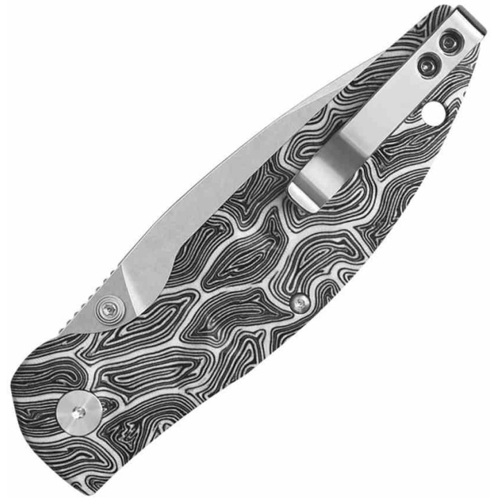 Couteau QSP Turtle Punk Black/White G10 Lame Tanto Acier 14C28N IKBS Linerlock CLip QS158B1 - Livraison Gratuite