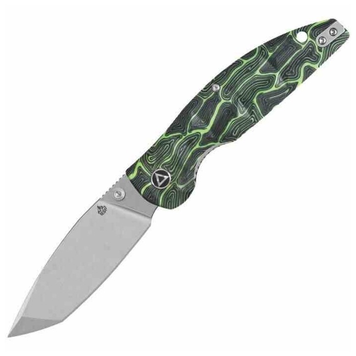 Couteau QSP Turtle Punk Black/Green G10 Lame Tanto Acier 14C28N IKBS Linerlock CLip QS158C1 - Livraison Gratuite