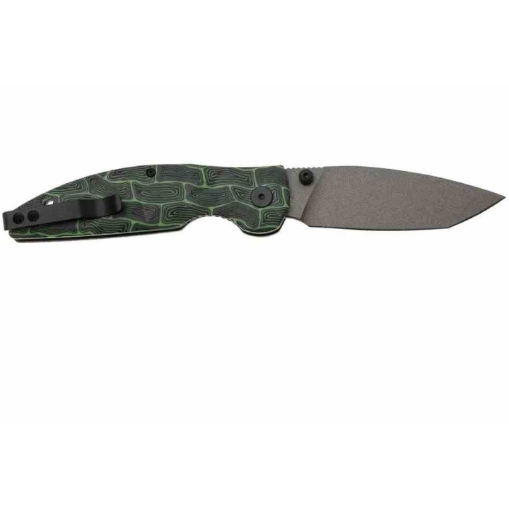 Couteau QSP Turtle Punk Black/Green G10 Lame Tanto Acier 14C28N IKBS Linerlock CLip QS158C2 - Livraison Gratuite
